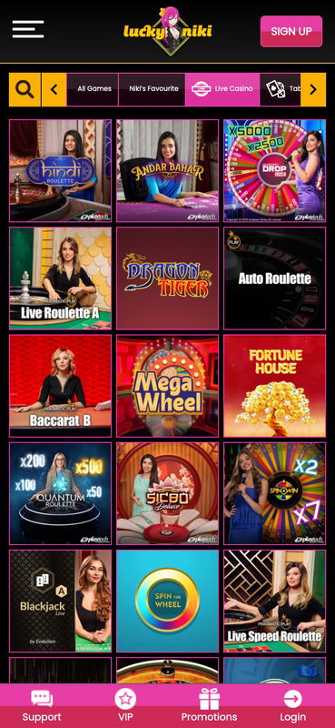 luckyniki india live casino mobile