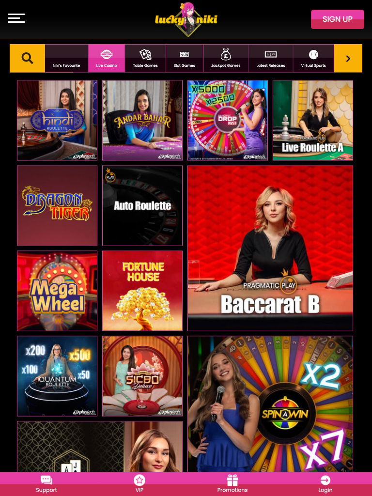 luckyniki india live casino tablet