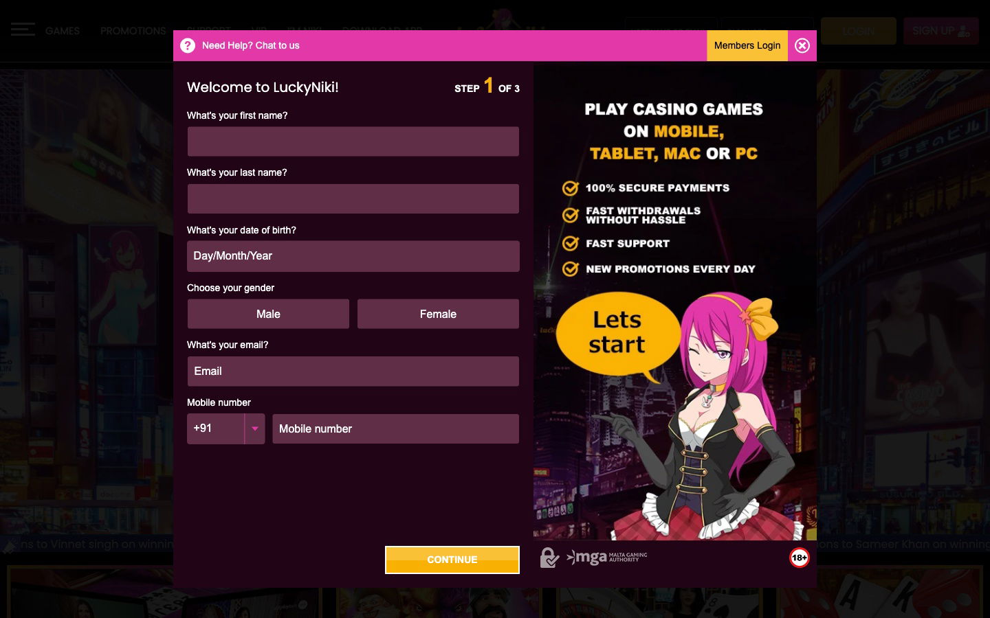luckyniki india register