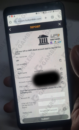 LuckyNiki Making Deposit