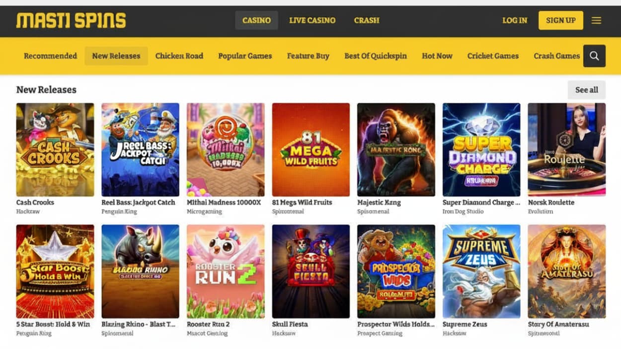 Masti Spins Casino Loby