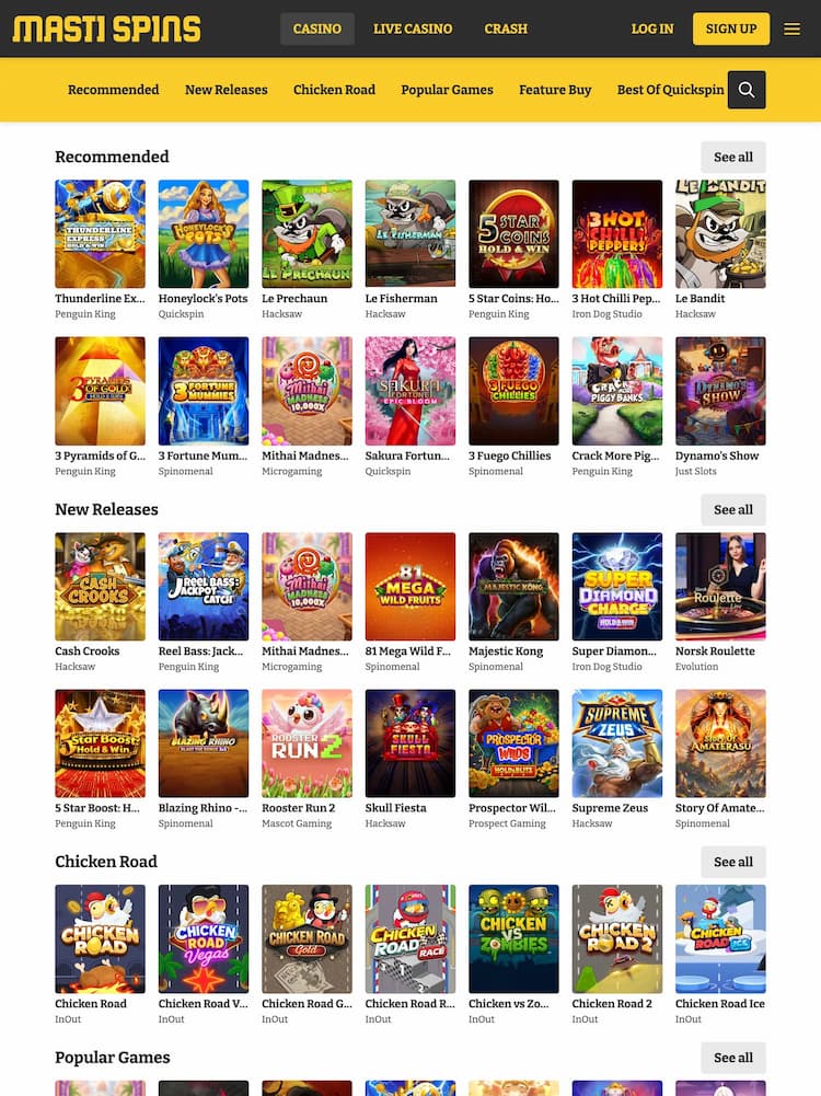 Masti Spins India Casino Tablet