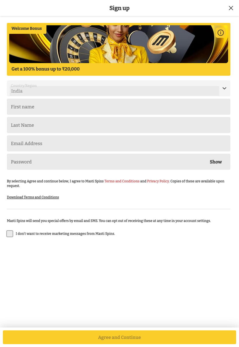Masti Spins India Register Tablet