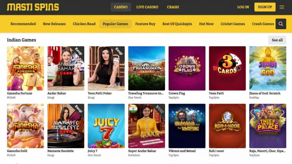 Masti Spins Indian Games
