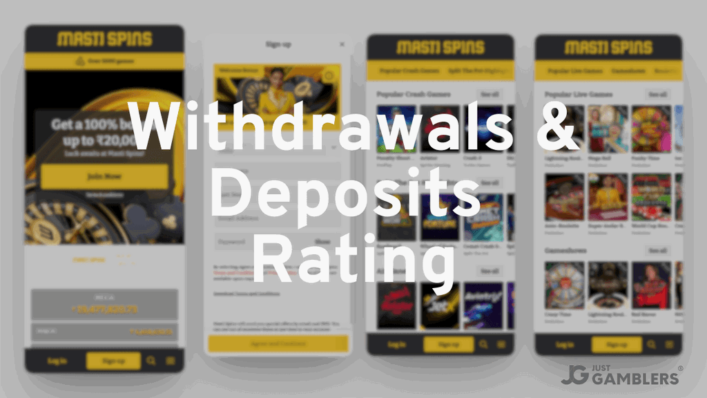 Masti Spins Withdrawals and Deposits