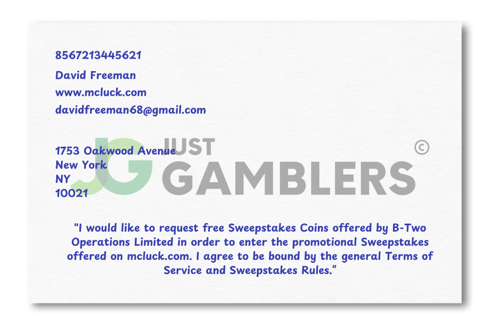 Graphic example of a McLuck mail-in request letter.
