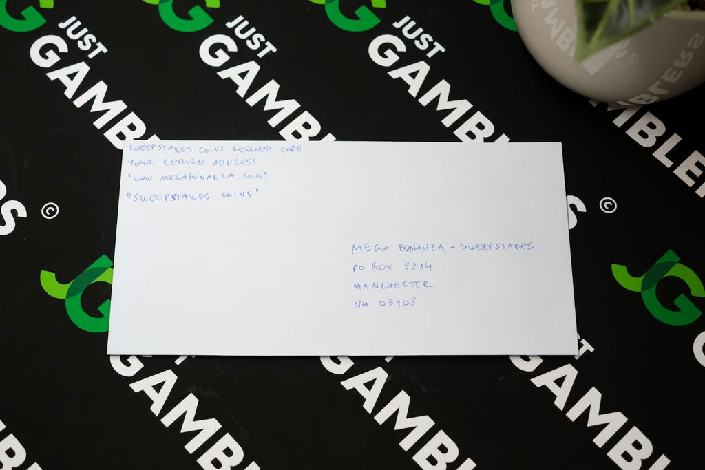 Photo of what you need to complete the Mega Bonanza mail-in request envelope.