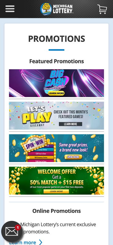Michigan Lottery United States Bonus Mobile