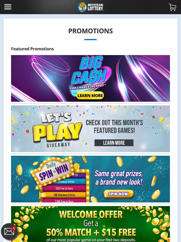 Michigan Lottery United States Bonus Tablet
