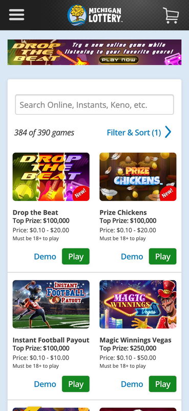Michigan Lottery United States Games Mobile