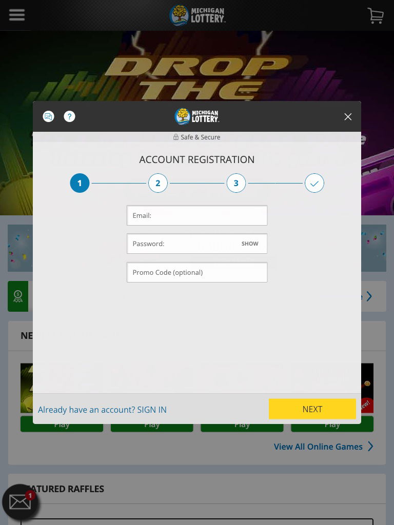 Michigan Lottery United States Register Tablet