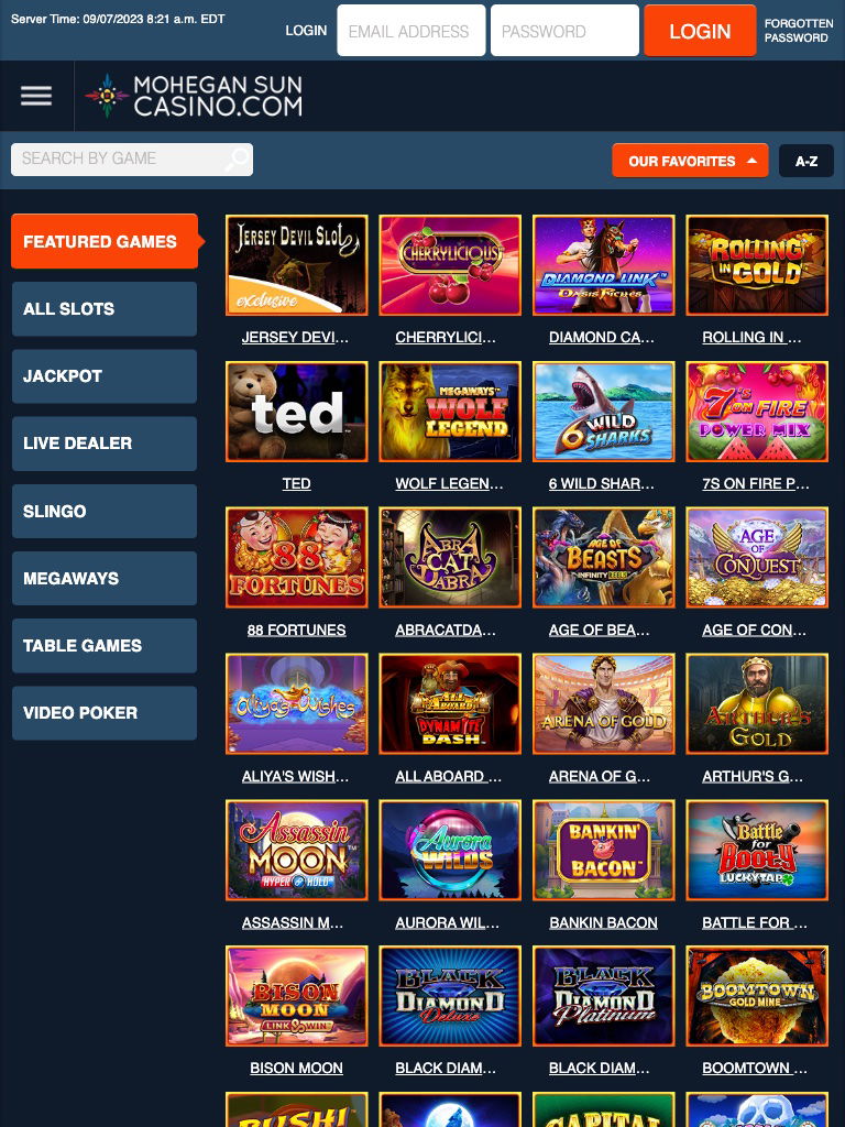 Mohegan Sun Casino United States Casino Tablet