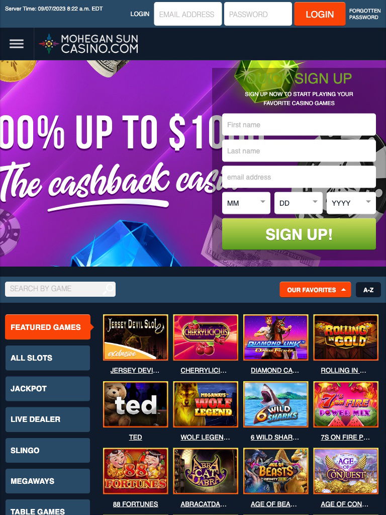 Mohegan Sun Casino United States Review Tablet