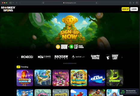 Screenshot of MonkeySpins Landing Page