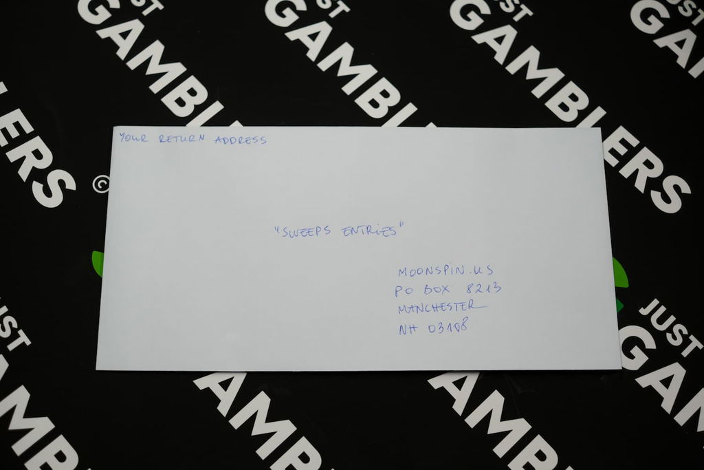 Photo of what you need to complete the Moonspin mail-in request envelope.