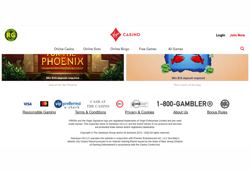https://www.virgincasino.com NJ DGE Seal of approval