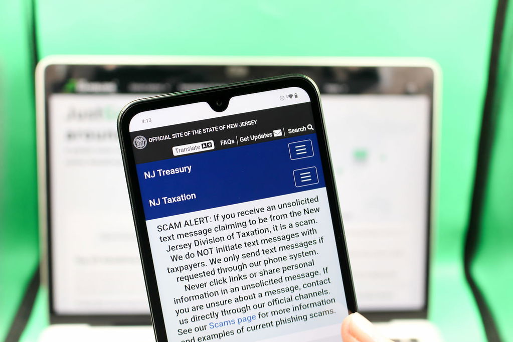 Photo of the website for New Jersey Division of Taxation.