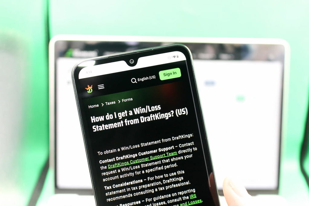 New Jersey online gambling tax guide: photo describing how to get Win/Loss statement.