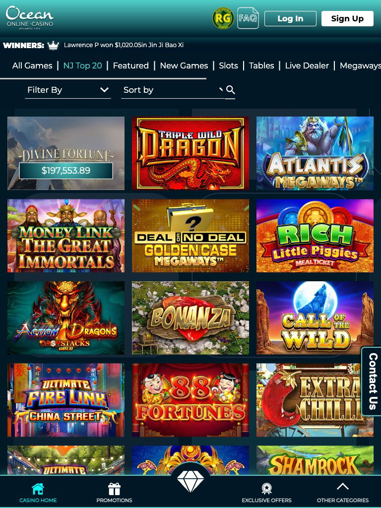 Ocean Online Casino United States Casino Tablet