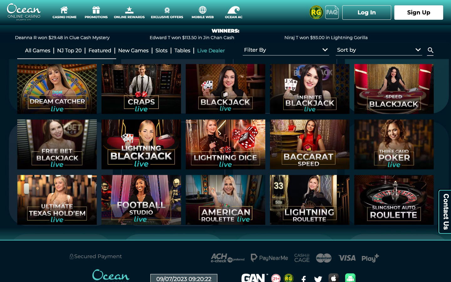 Ocean Online Casino United States Live Casino