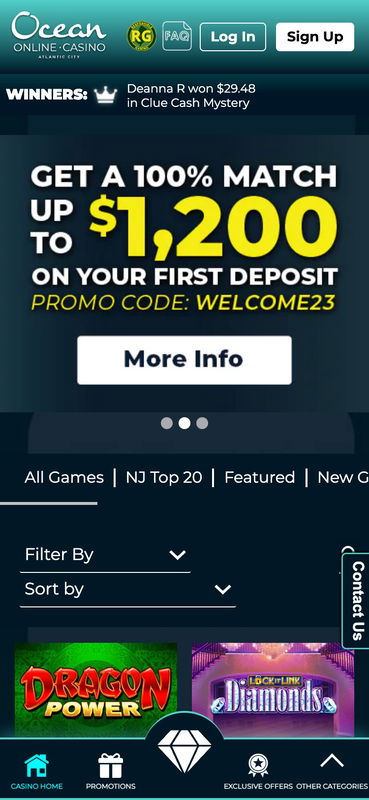 Ocean Online Casino United States Review Mobile
