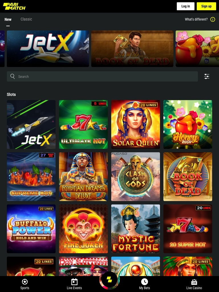 Parimatch casino tablet