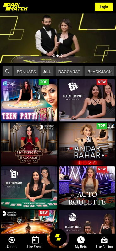 Parimatch live casino mobile