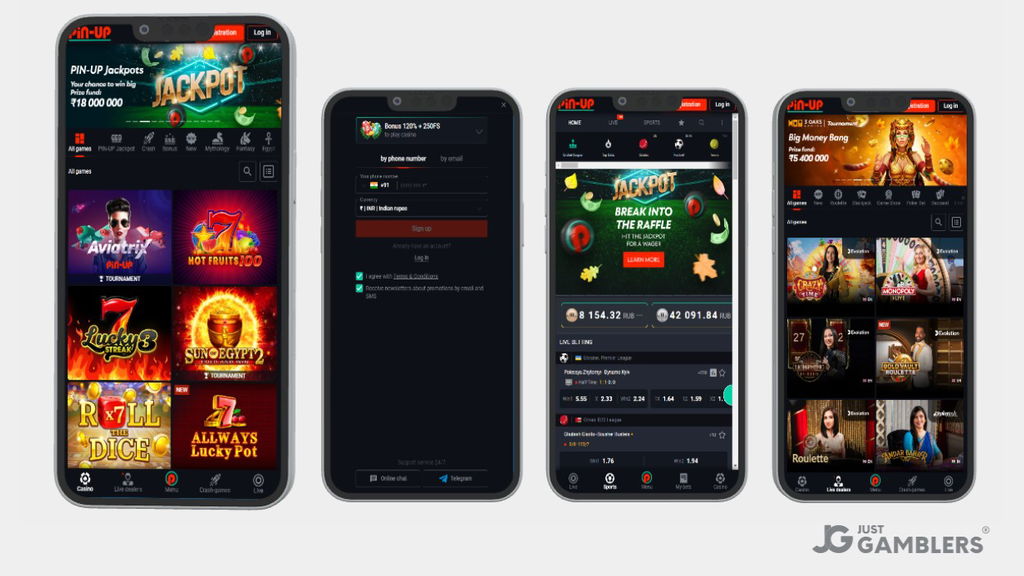 pin up casino four screenshots