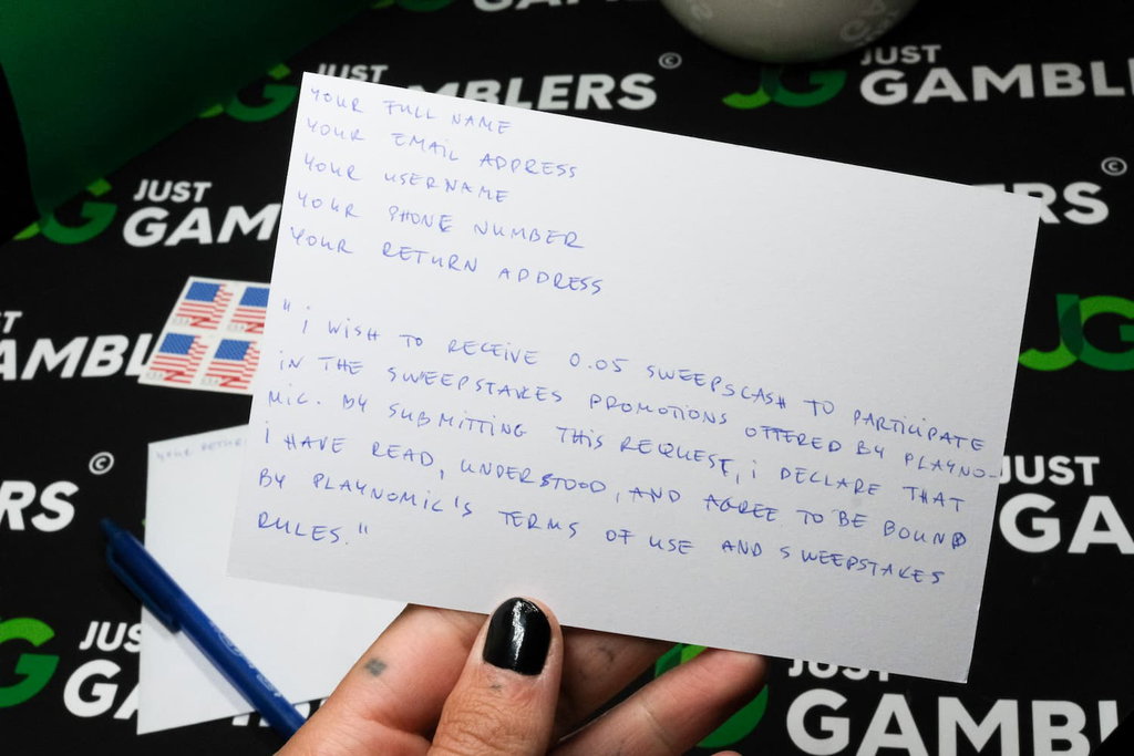 Photo of Playnomic mail-in request card.