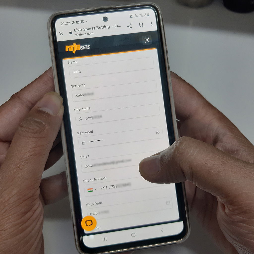 Rajabets Create Account Personal Info