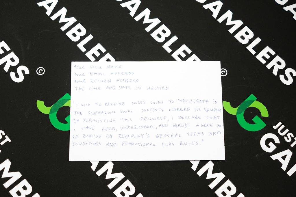Photo of what you need to complete the RealPrize mail-in request postcard.