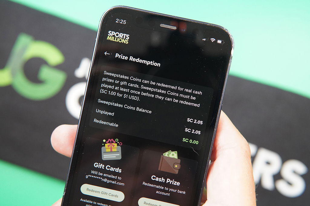 Photo of Patrik Lidin showing redemptions of sweepstakes no deposit bonus winnings.