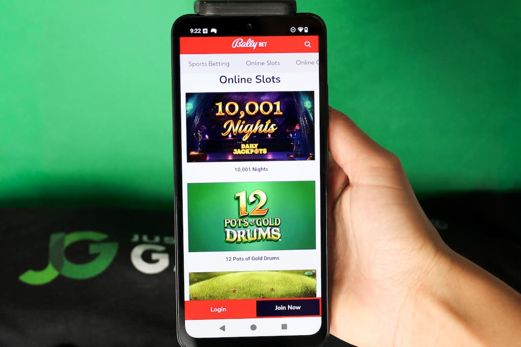 Photo of Angela Zillich with RI online gambling site loaded, Bally’s Casino.