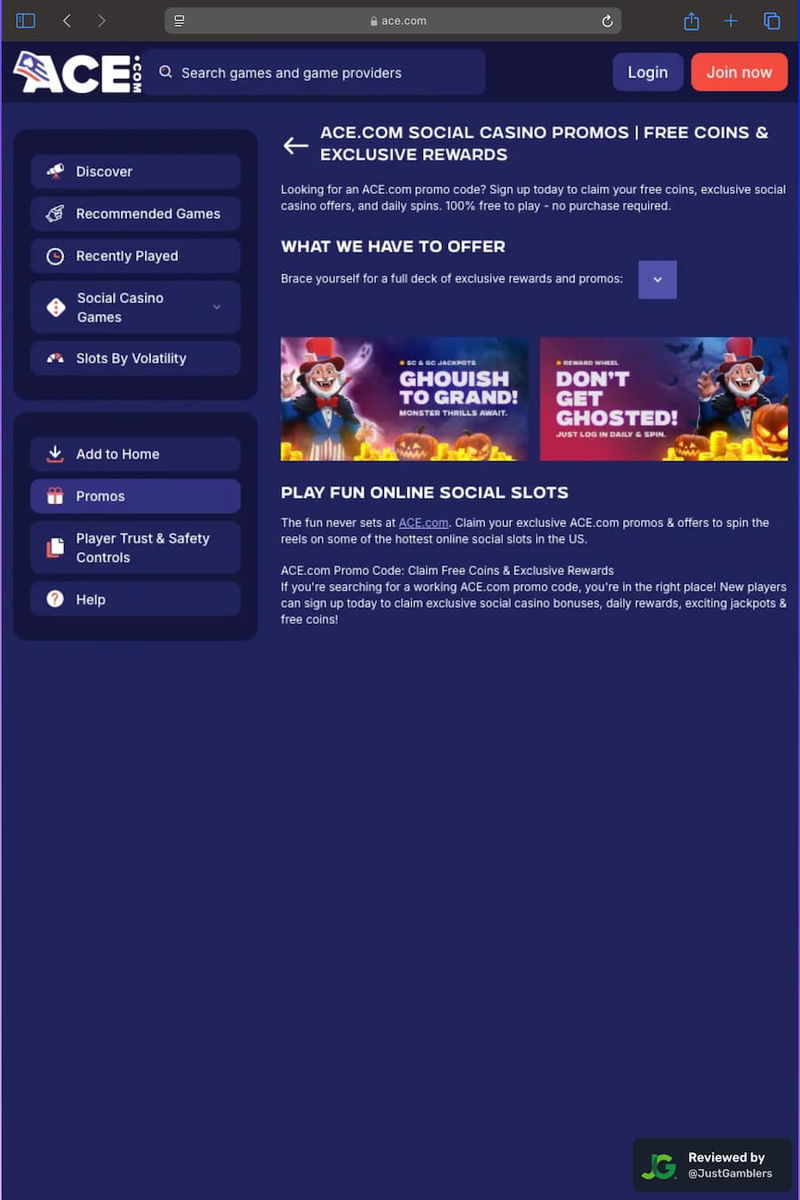 Tablet screenshot of the coin purchase process at Ace Casino.