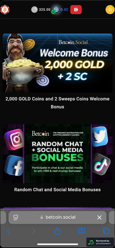 Mobile screenshot of the promo page at Betcoin.Social.