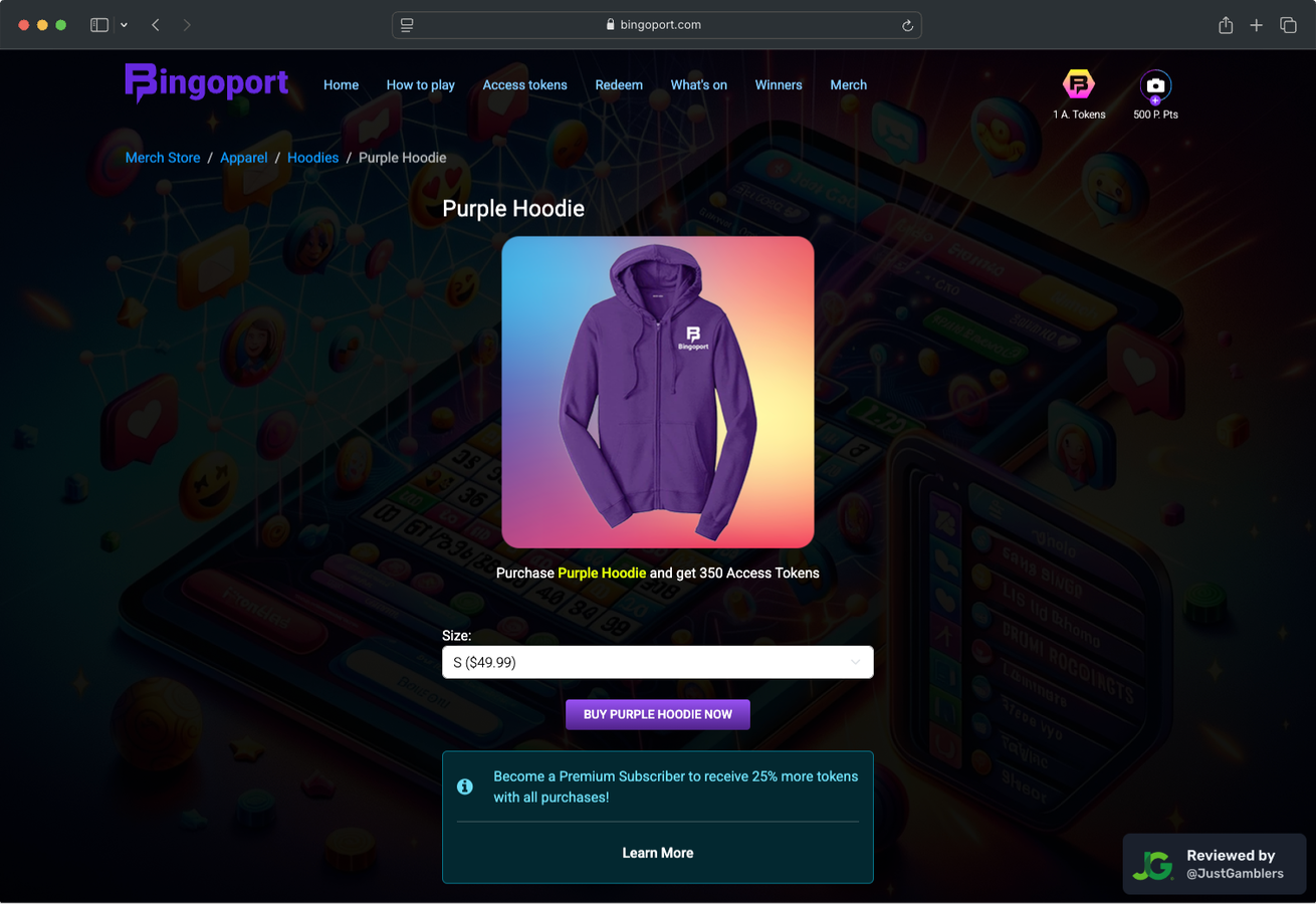 Desktop screenshot of the coin purchase process at Bingoport.