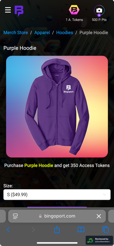 Mobile screenshot of the coin purchase process at Bingoport.