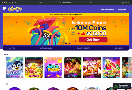 Desktop screenshot of the starting page at Carnival Citi.