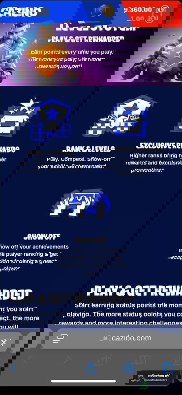 Mobile screenshot of the promo page at Cazino.