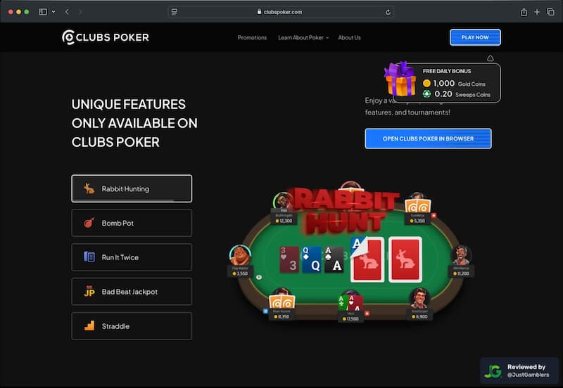 Screenshot Clubs Poker Features Desktop