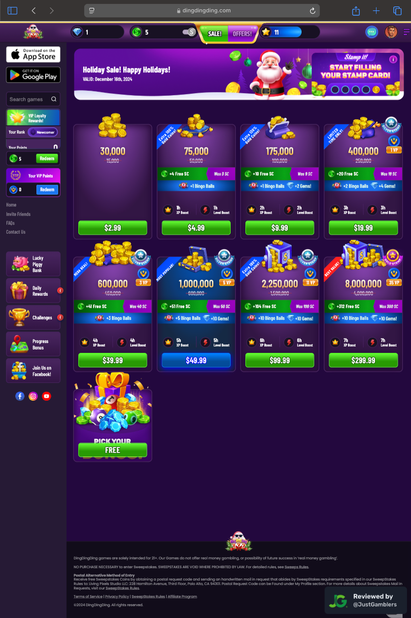 Tablet Screenshot of DingDingDing Coin Purchase Page