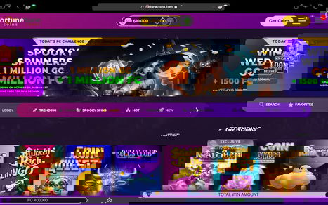 Desktop Screenshot of Fortune Coins Lobby Page