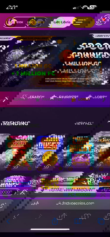 Mobile Screenshot of Fortune Coins Starting Page