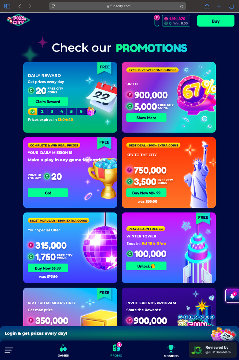 Tablet Screenshot of FunzCity Promo Page
