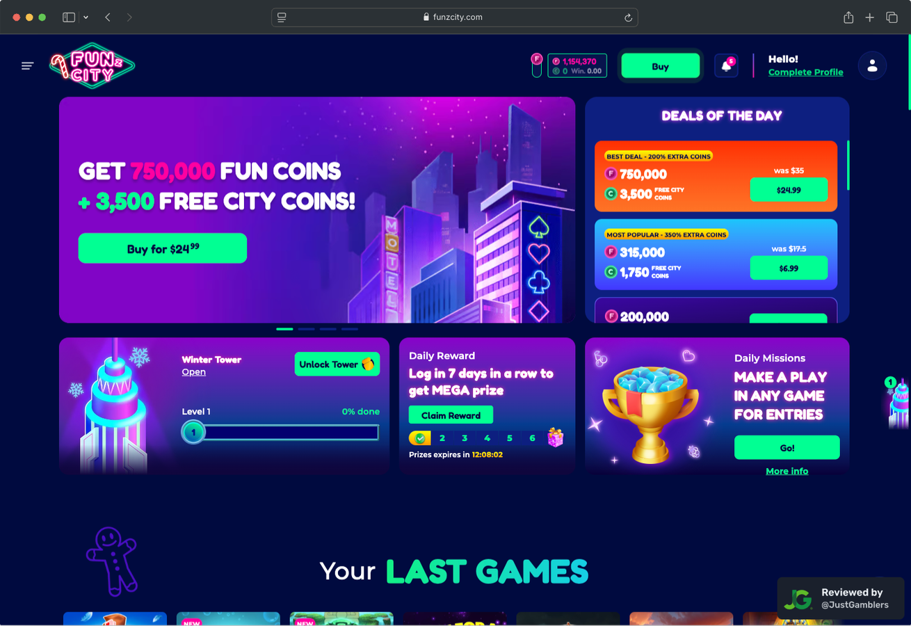 Desktop Screenshot of FunzCity Starting Page