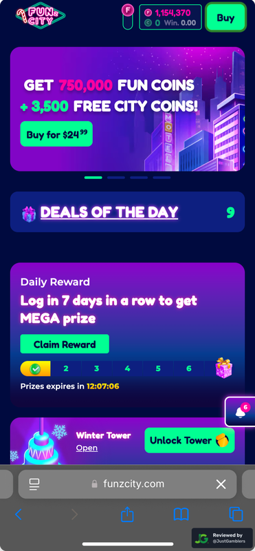 Mobile Screenshot of FunzCity Starting Page