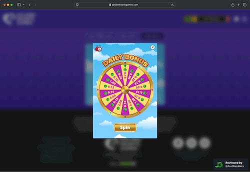 Desktop screenshot of the promo page at Golden Hearts Games.