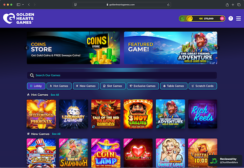 Desktop screenshot of the starting page at Golden Hearts Games.