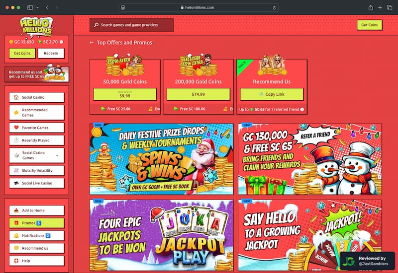 Desktop Screenshot of Hello Millions Promo Page