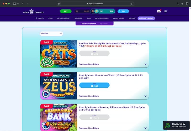 Desktop Screenshot of High 5 Casino Promo Page